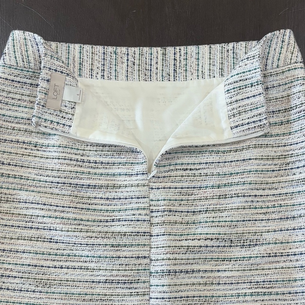 Loft Outlet Size 6 Tweed Multi-colored Striped Taylored Lined Skirt - Picture 7 of 11